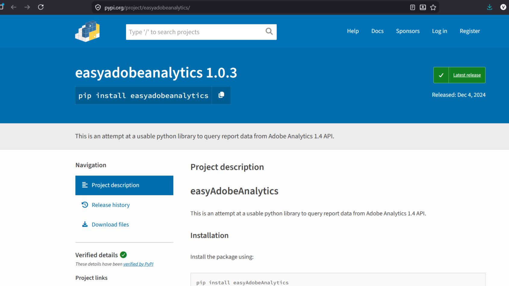 Adobe Analytics API Python package